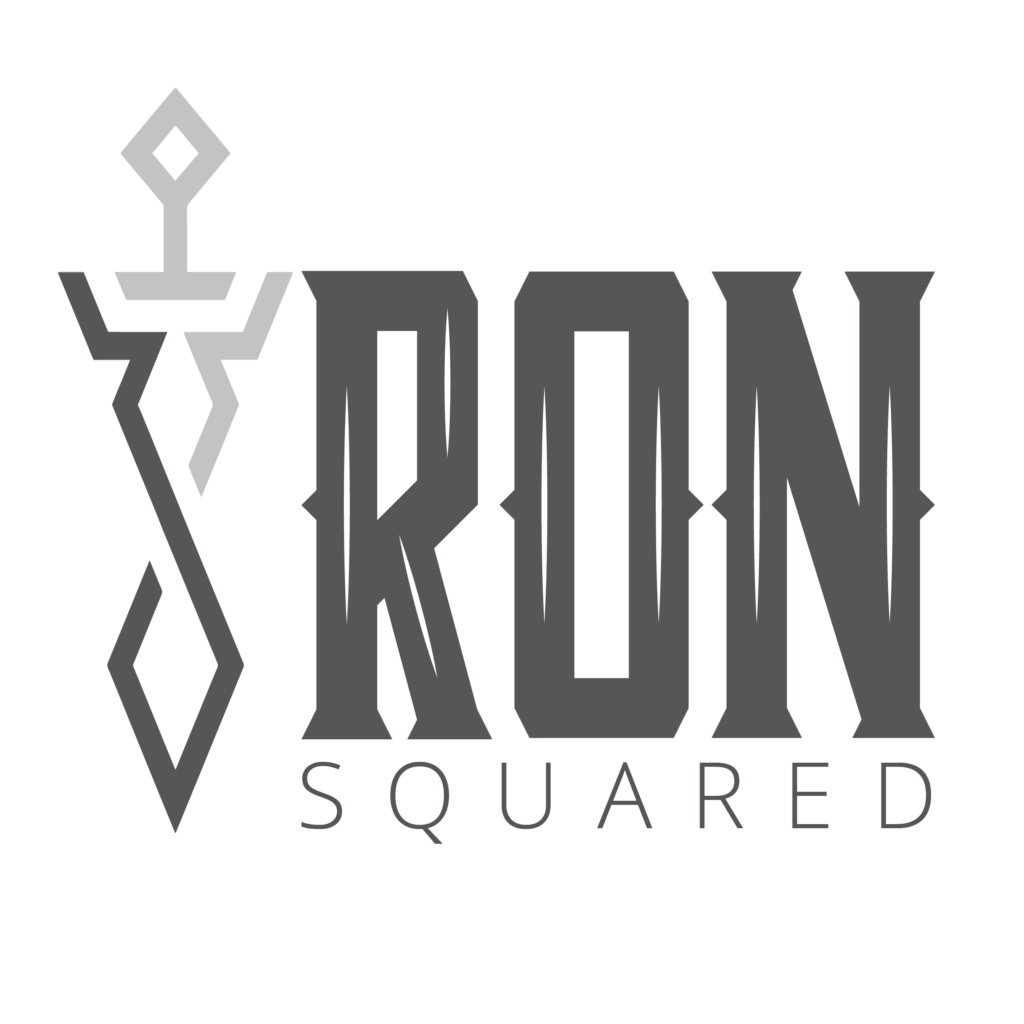 Iron Squared Podcast logo with a sword included in the logo